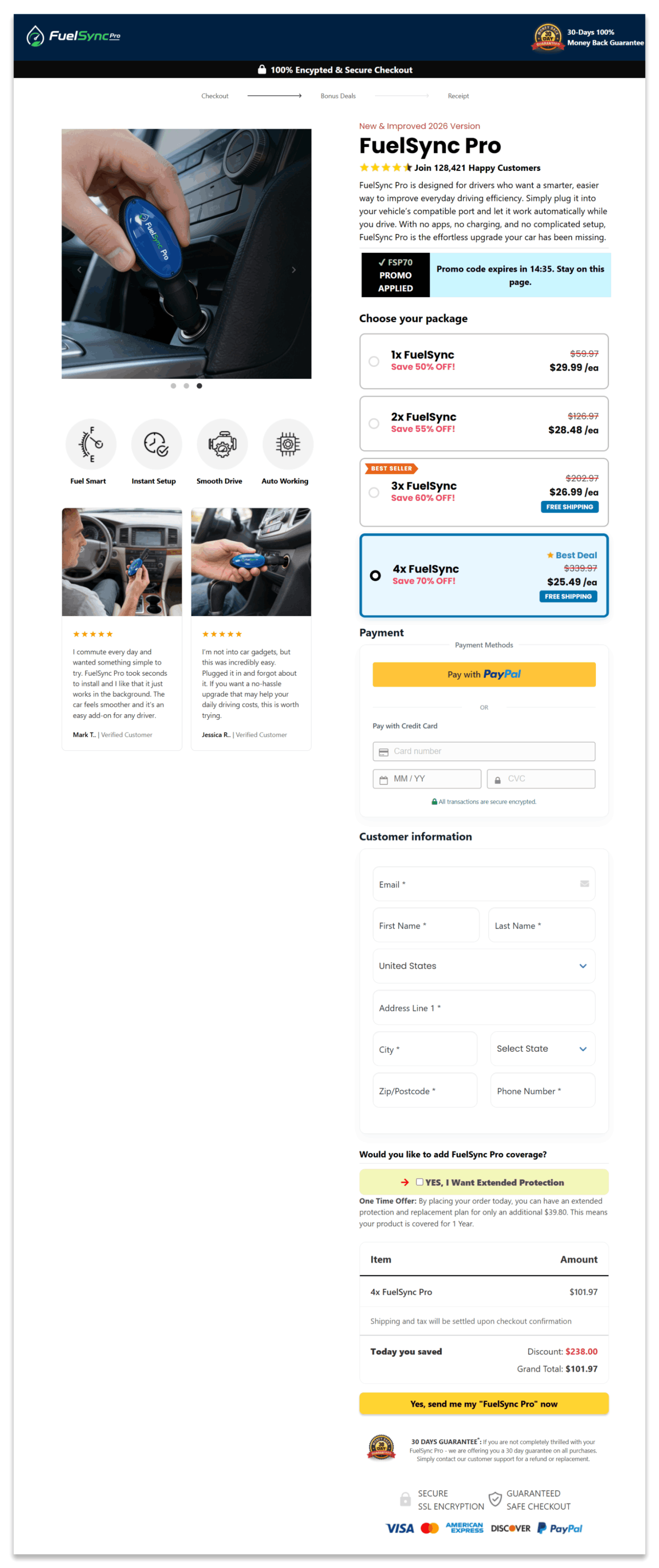 FuelSync Pro secure checkout page